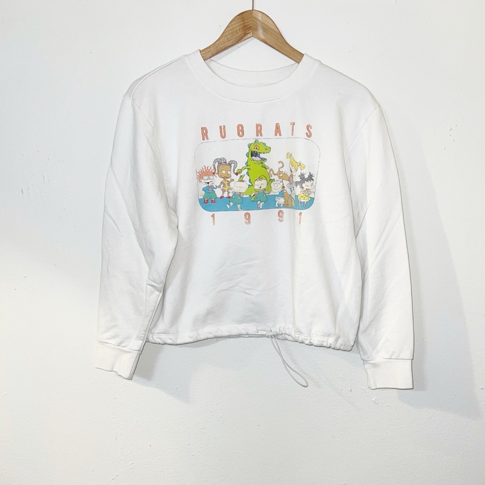 Nickelodeon Rugrats 1991 white crop graphic long sleeve shirt